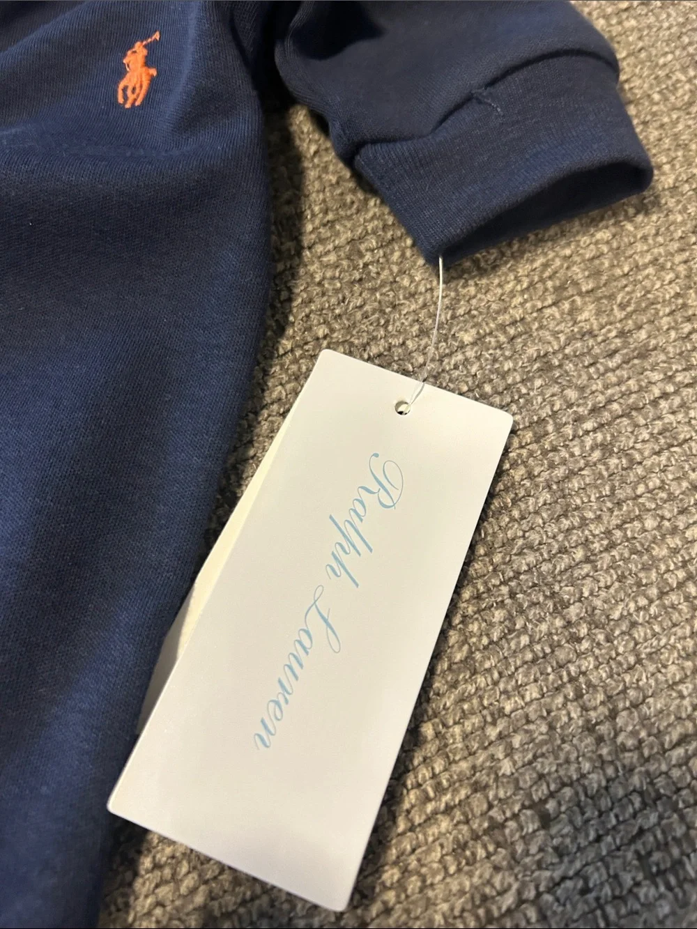 Ralph Lauren Navy Polo Footie with Multicolor Pony Embroidery 50%OFF SEND OFFER